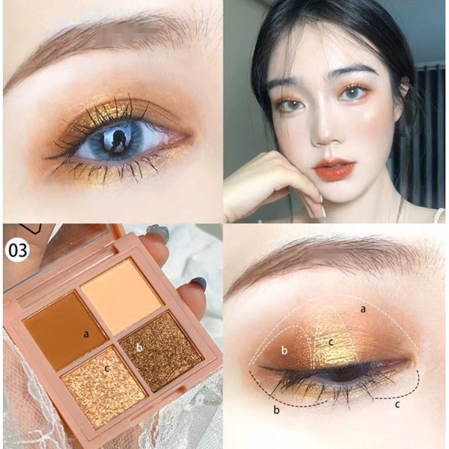 🌟 Bảng phấn mắt Guicami 4 màu bản sao 3CE mini hình vuông | BigBuy360 - bigbuy360.vn