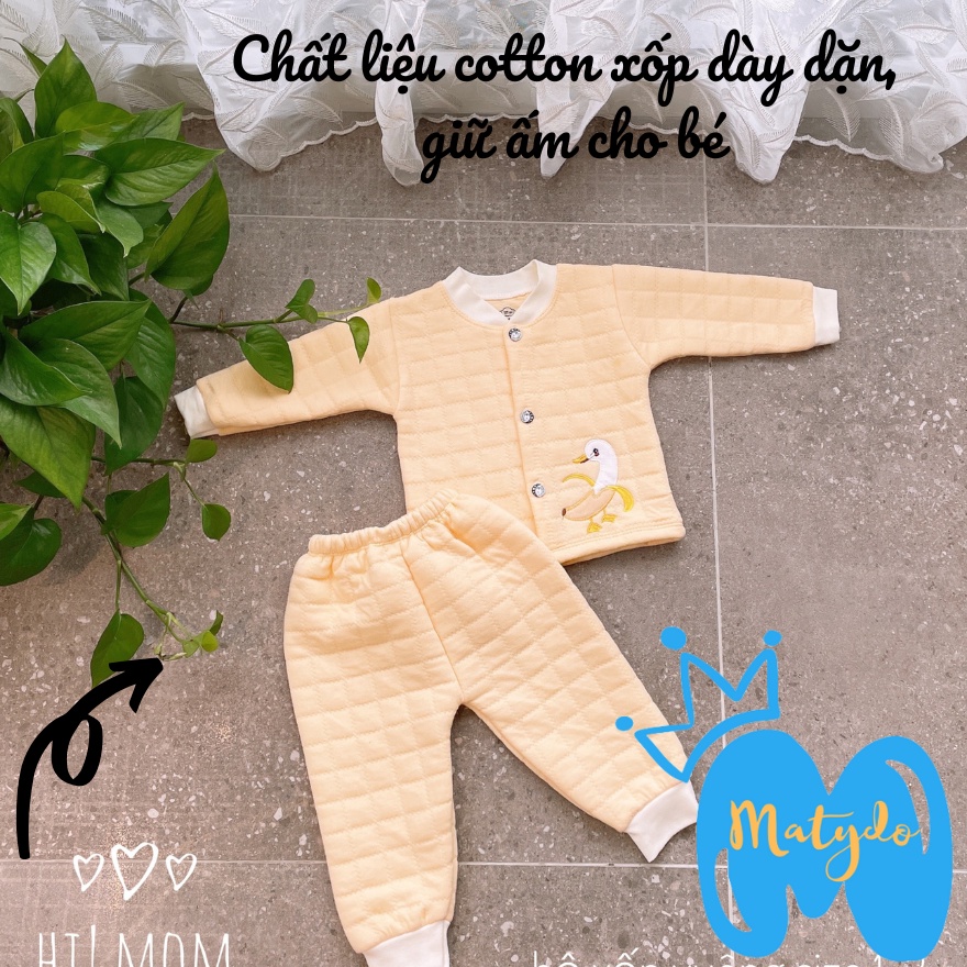 Quần áo sơ sinh bé trai bé gái mùa đông cao cấp chất vải an toàn đồ sơ sinh cho bé Hi Mom cổ tàu SS12