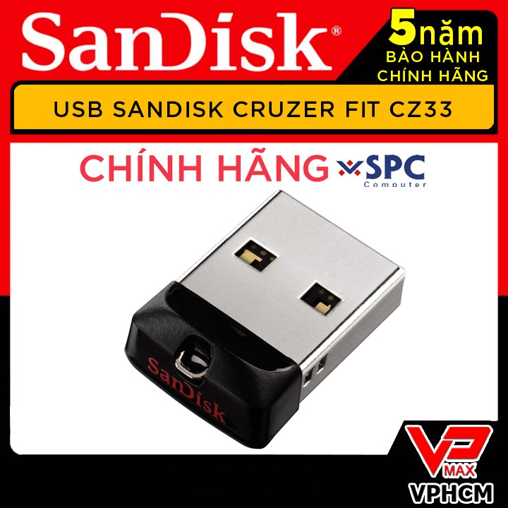Cruzer Fit USB chuẩn 2.0 CZ33 16GB bh 5 năm chính hãng