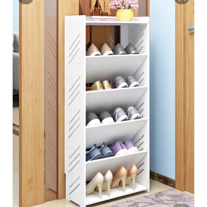 Kệ tủ gỗ 5 tầng, kệ giá để giày dép gỗ nhựa phong cách châu âu KG48-5T