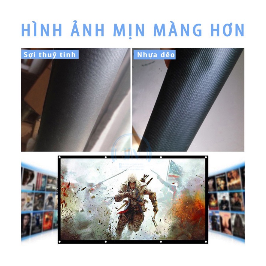 [SIÊU NÉT] Màn chiếu treo tường 4K chất liệu PVC cao cấp tỷ lệ 16:9, chuyên dụng cho máy chiếu, loại dày, tương phản cao