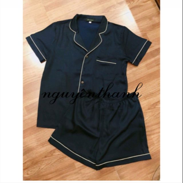 Bộ Pijama lụa satin đen