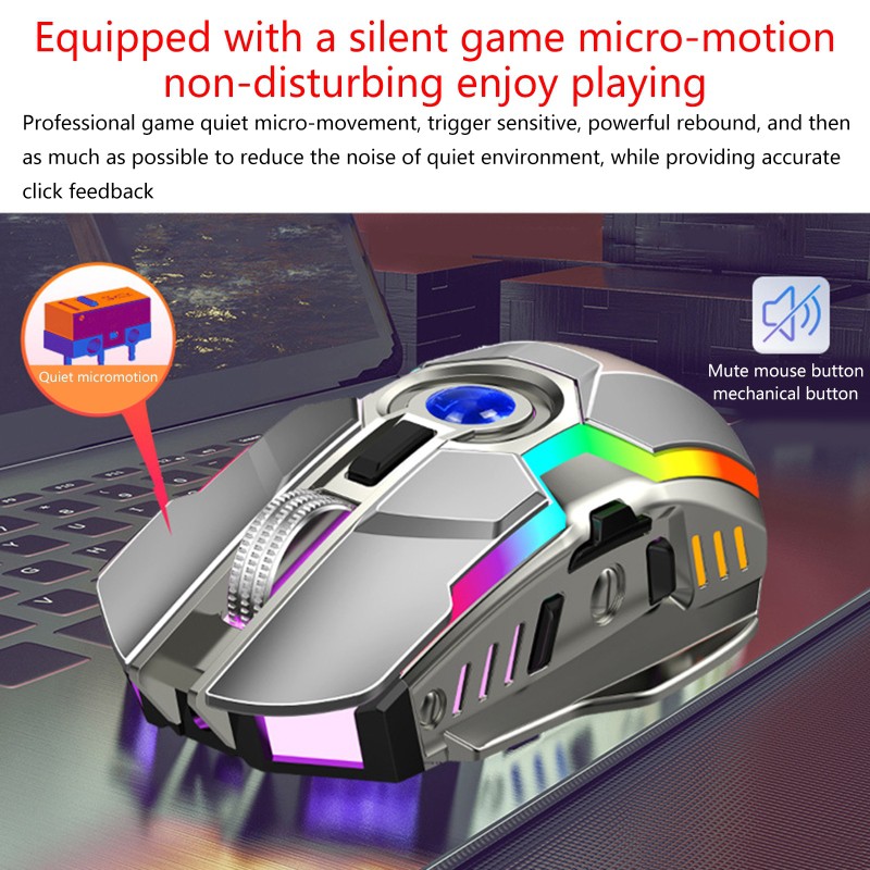 3500DPI 2.4Ghz 7Key Wireless Gaming LED RGB USB Charge Mouse Slient Microswitch