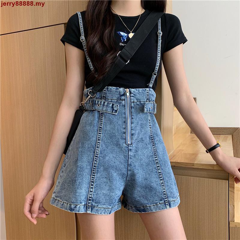 Quần Yếm Denim Ngắn Lưng Cao Phong Cách Phương Tây Dành Cho Nữ 2021 4.19