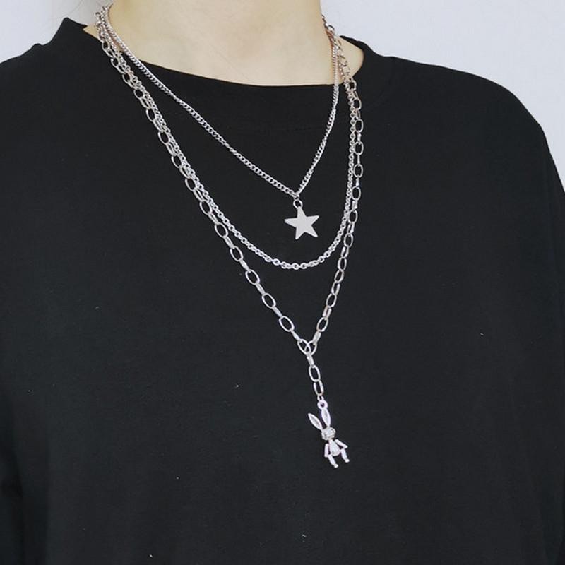 Dây chuyền Vương Nhất Bác vòng cổ ngôi sao thỏ xích phong cách Hàn Quốc Unisex