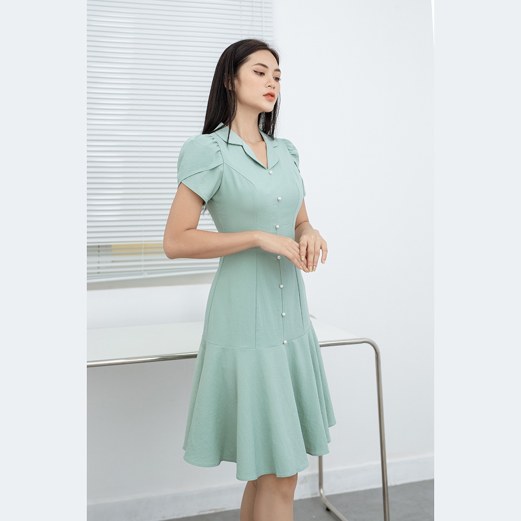 Đầm kiểu công sở nữ thời trang eden cổ danton đuôi cá chất liệu mềm co giãn có lót chất liệu cotton xước - D456