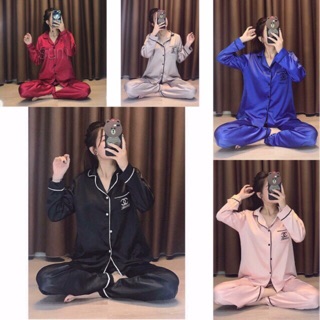 Bộ ngủ pizama lụa tay dài cao cấp