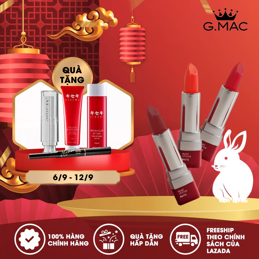 Son Nhung Siêu Lì Bền Màu Lâu Trôi AEmac - Son Chính Hãng Hàn Quốc 3 Màu Velvet Lip Stick Matte
