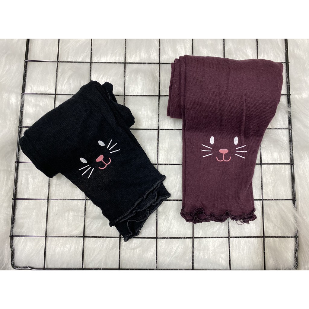 Quần legging cotton len hình mèo dễ thương bé gái từ 8-18kg