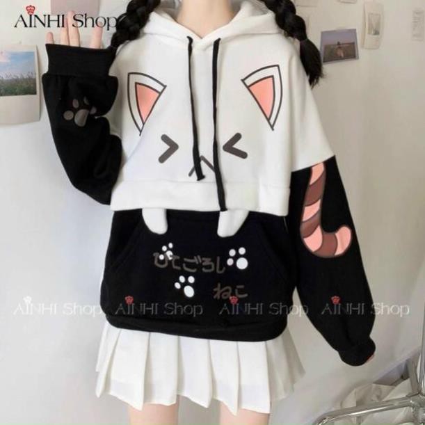 vivi ÁO HOODIE NỮ ❤️FREESHIP❤️ áo khoác hoodie ( NANH MÈO ) VẢI NỈ NHIỀU MÀU- CUTE AO HOODIE FREE SIZE DƯỚI 60KG vivi