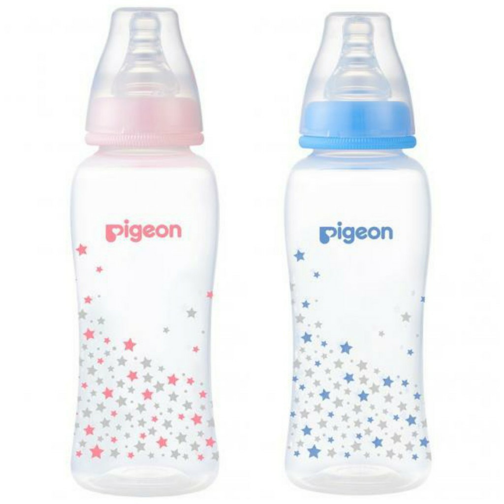 Bình sữa cổ hẹp Pigeon PP Streamline hình ngôi sao hồng/ xanh 250ml