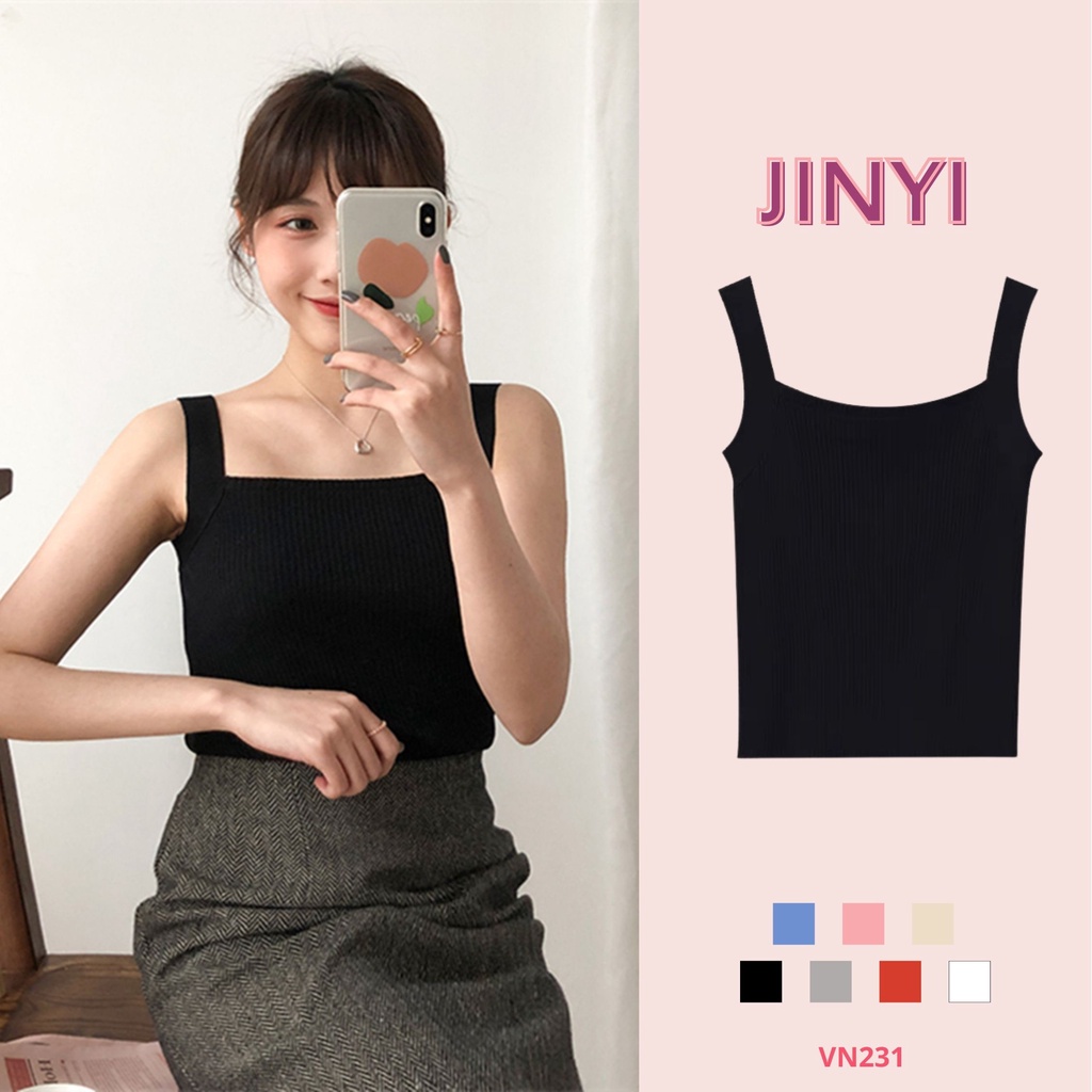 VN231 Áo 2 dây bản to dệt kim basic mùa hè