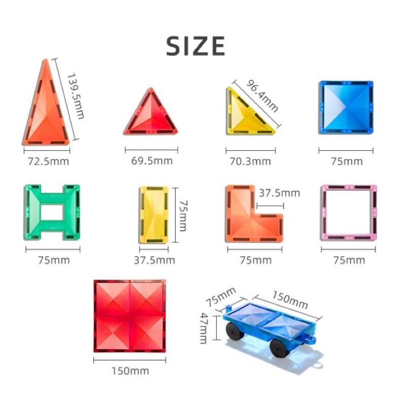 Đồ chơi xếp hình nam châm ánh sáng cầu vồng Mideer Colorful Magnetic Tiles cho bé từ 3 tuổi trở lên