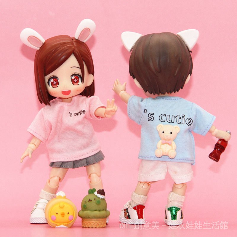💕💕Áo Thun Tay Ngắn In Hình Gấu Thỏ Sau Lưng Cho Bé Gái Ob11 12 Điểm