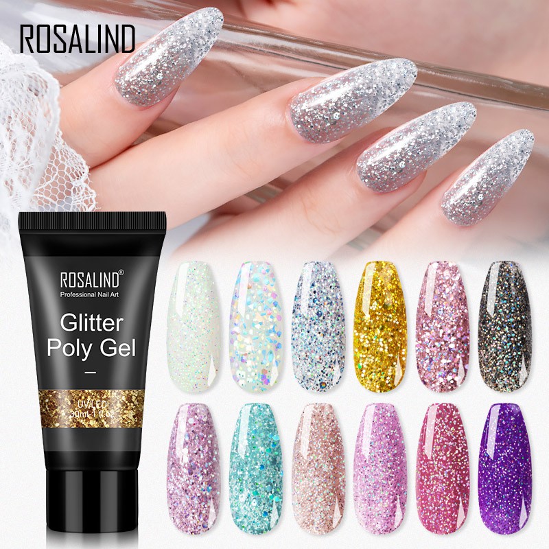 ✨Nhân Vật ROSALIND Trong ROSALIND✨ Gel Poly 30ml 12 Màu Lấp Lánh Thời Trang Dùng Nối Dài Móng Nhanh Chóng