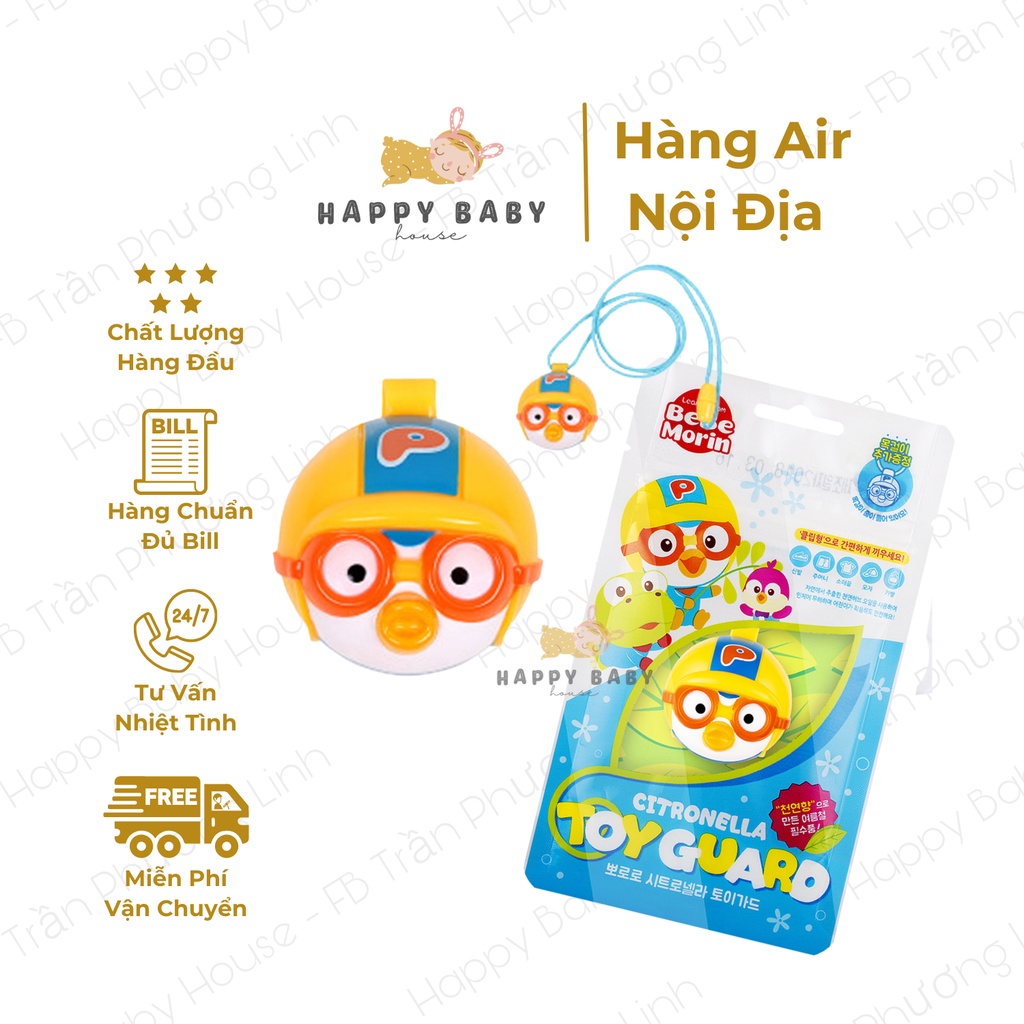 Kẹp chống muỗi Hàn Quốc đeo cổ cho bé hình Pororo ngộ nghĩnh
