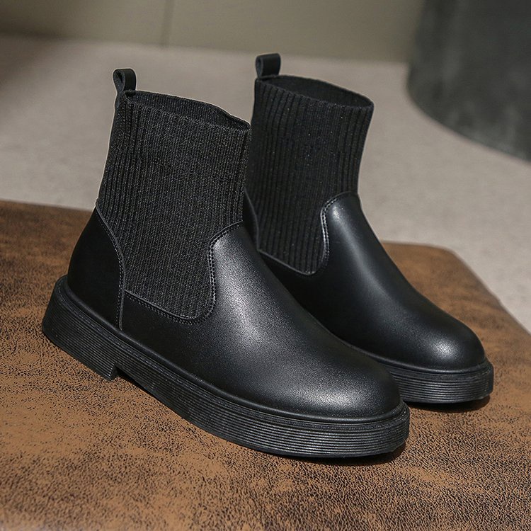 Giày bốt cổ thấp mũi tròn màu trơn thời trang cho nữ
 | BigBuy360 - bigbuy360.vn