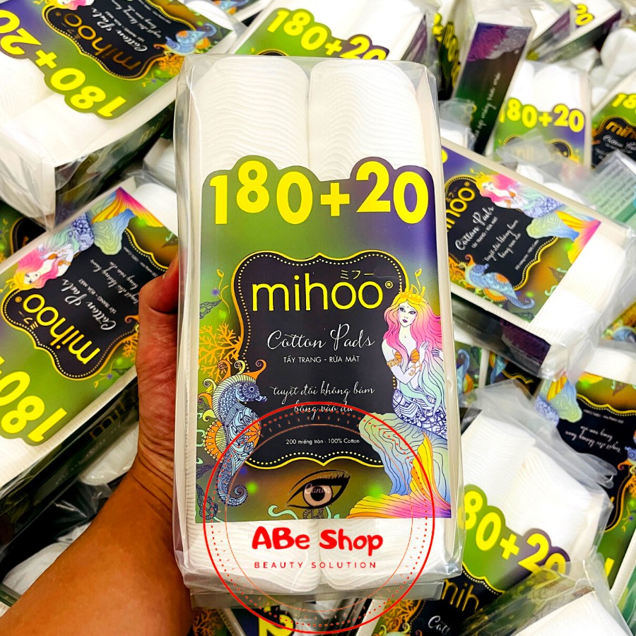 BÔNG TẨY TRANG MIHOO 200 miếng - 100% Cotton mềm mịn | BigBuy360 - bigbuy360.vn