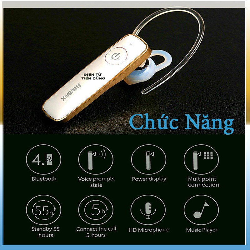 TAI NGHE BLUETOOTH REMAX T8 KHÔNG DÂY DÒNG 1 TAI - TAI NGHE CÓ MIC VÀ NHỎ GỌN