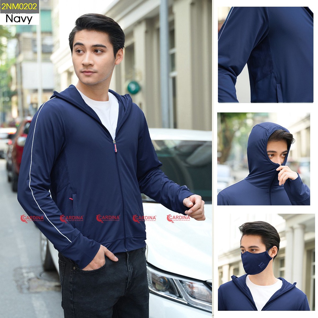 Áo chống nắng nam CARDINA 2 lớp chất thun lạnh cao cấp viền thể thao chống tia UV thiết kế lưới tản nhiệt 2NM02