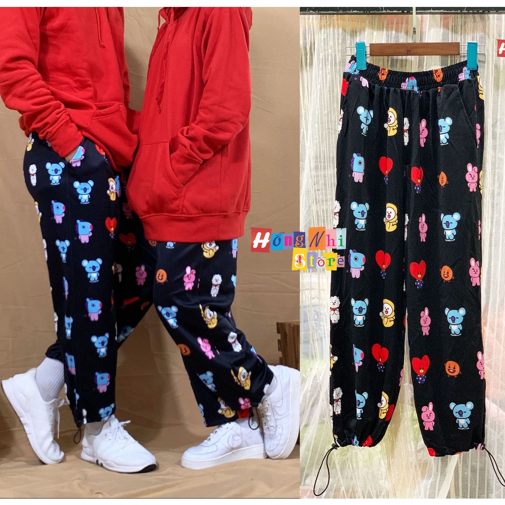 Quần Hoạt Hình Dài Dây Rút Lai BT21 BTS Cartoon Pant Oversize Ulzzang Unisex - MM