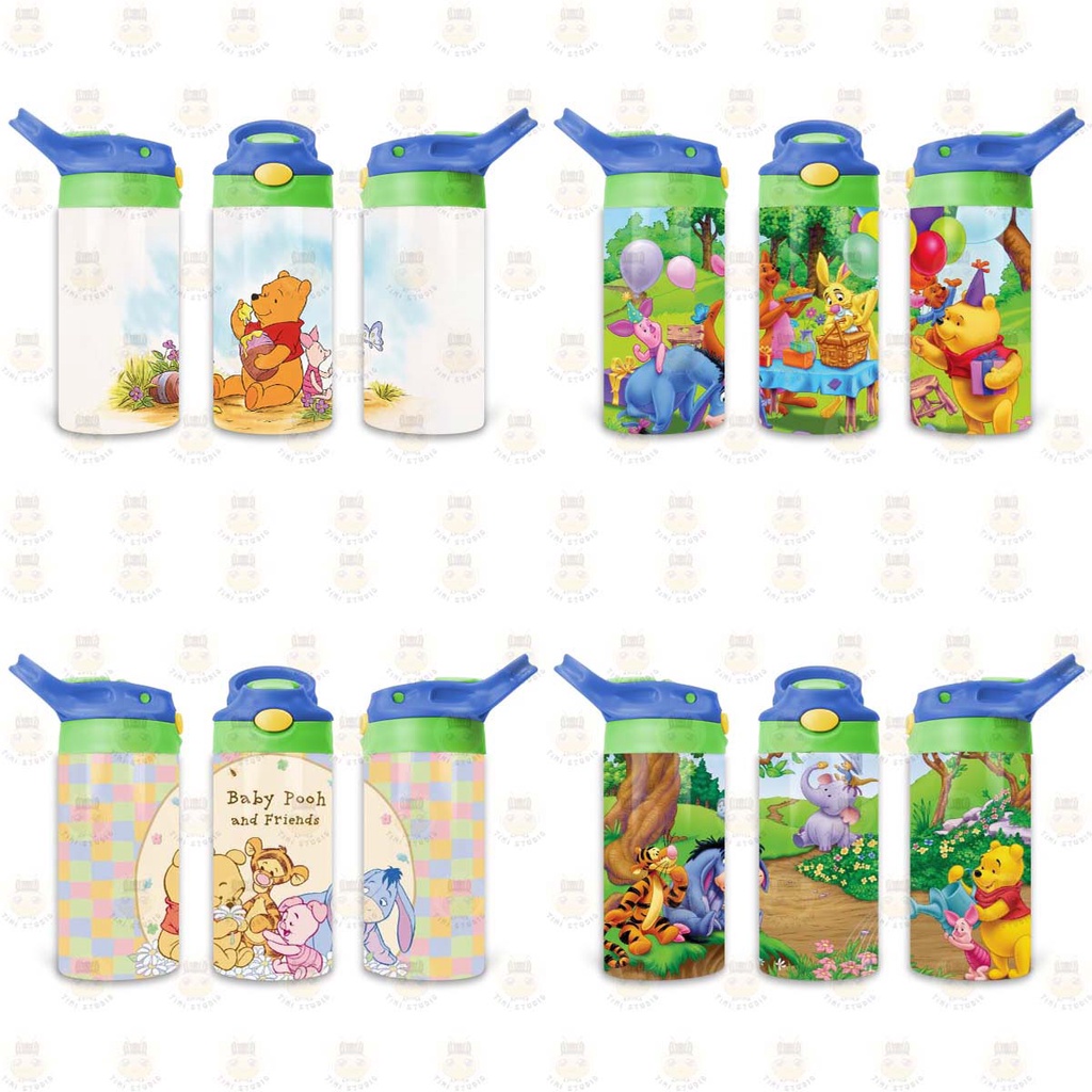 Bình Uống Nước Giữ Nhiệt Cho Bé Có Ống Hút Hình Gấu Pooh - Tỉ Mỉ Studio - Mã 1407KT04