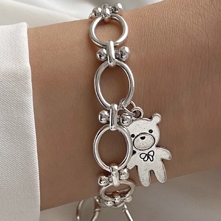 [Freesize] Lắc Tay/ Vòng Tay Nam/ Nữ Hợp Kim Cao Cấp ERASHOP 077961 - Vòng Tay Dây Xích Con Gấu Cá Tính, Dễ Thương &amp; Rẻ