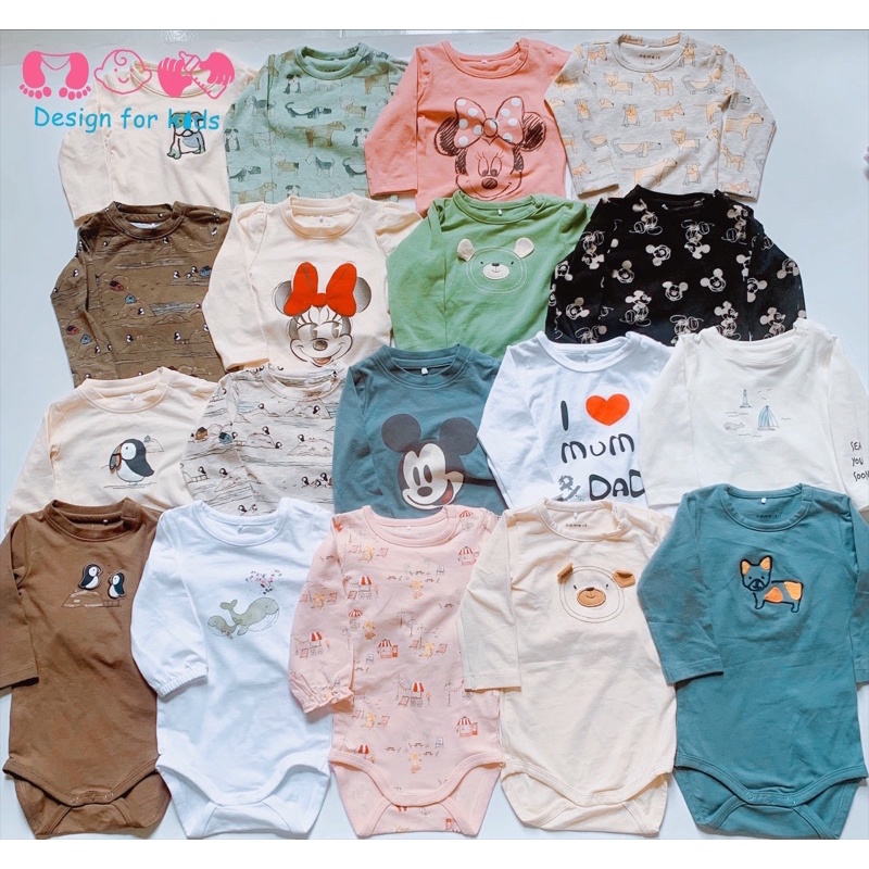 Bodysuit / Body chip dài tay xuất dư hãng Name It cho bé trai và bé gái