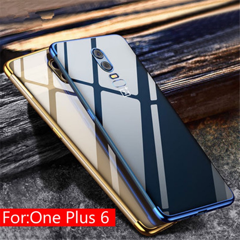 Slim Transparent Plating For One Plus 6 Soft Silicone TPU Phone Case Cover