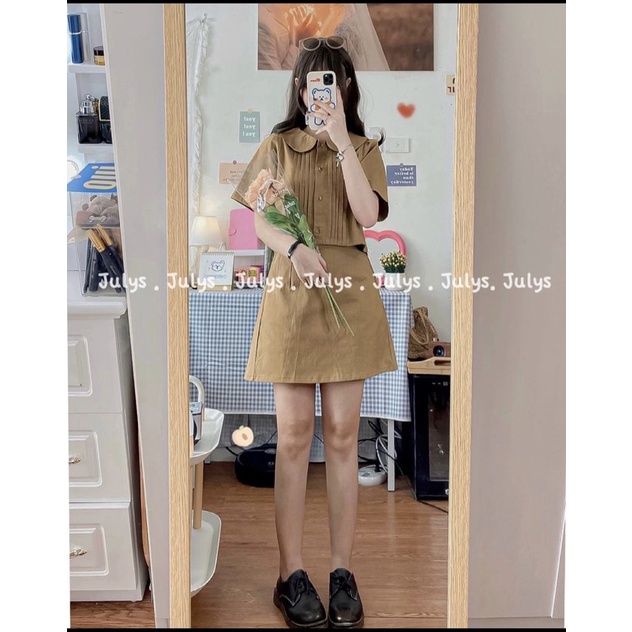 Set váy cổ sen xếp ly + chân váy chữ A . Ảnh và video thực tế | BigBuy360 - bigbuy360.vn