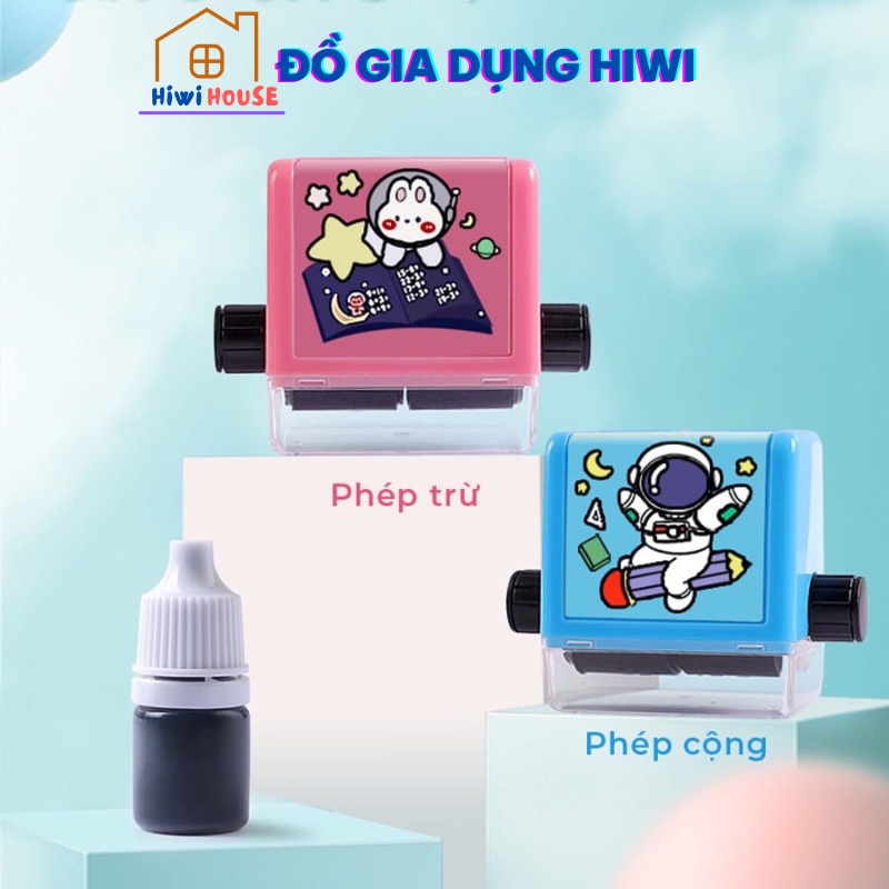 Máy in phép tính cho bé con lăn phép tính tự động cộng trừ giúp các bé phát triển tư duy toán học tặng kèm lọ mực