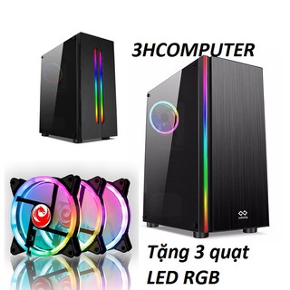 Vỏ máy tính gaming (case game) Tặng 3 Quạt tản nhiệt 12cm Red dragon RGB .