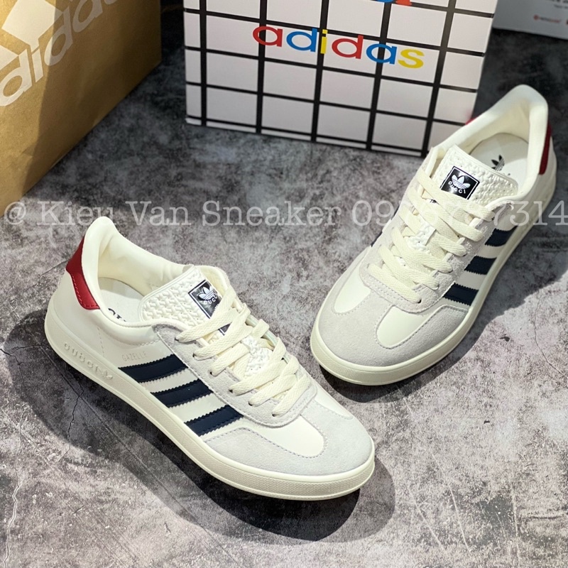 Giày Sneaker_Adidas x Gucciiii Gazelle White Red Blue/Adidasss New 2022 Tặng tất