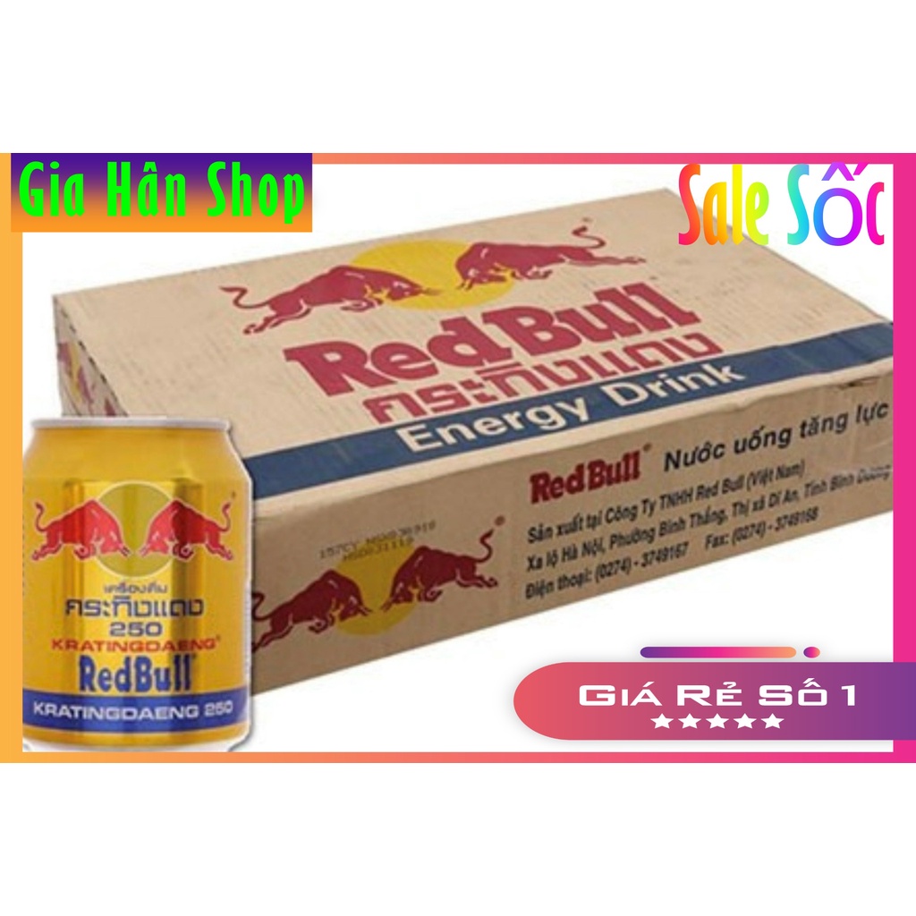 Thùng 24 lon Bò Húc Redbull Việt Nam 250ml