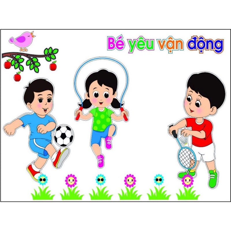 Bộ tranh Bé yêu vận động trang trí mầm non