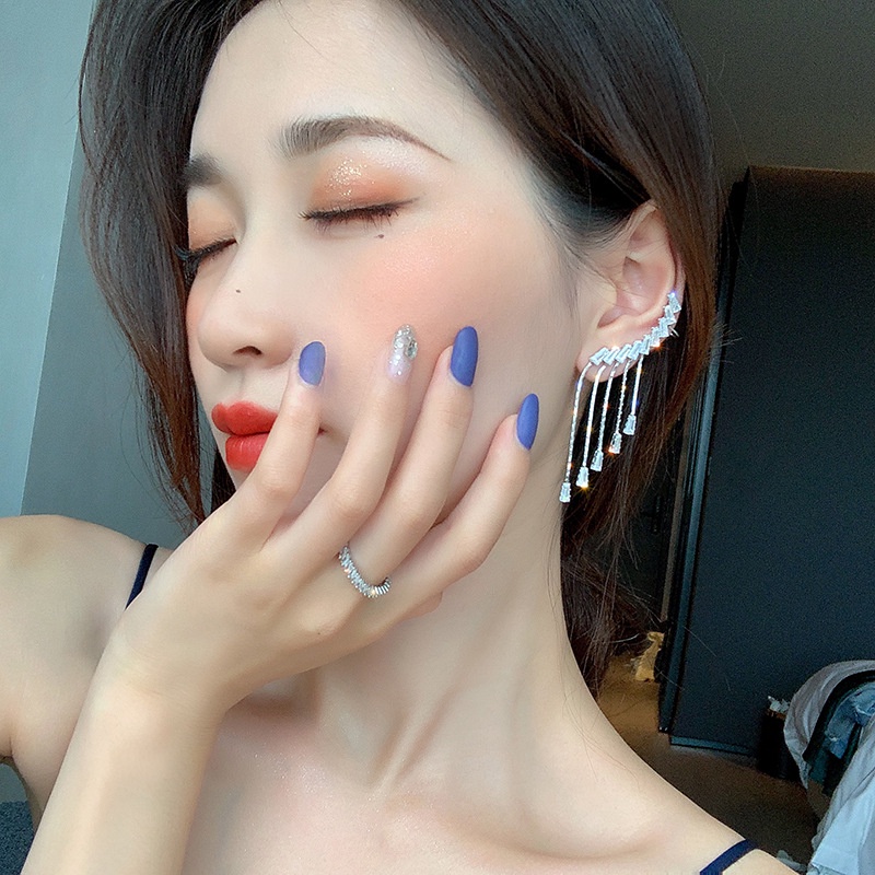 Đôi Bông Tai Dáng Dài Hình Đôi Cánh Đính Đá Xinh Xắn Cho Nữ