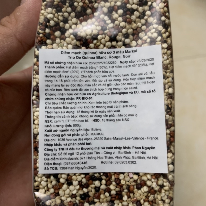 Hạt diêm mạch quinoa hữu cơ chia lẻ 100g