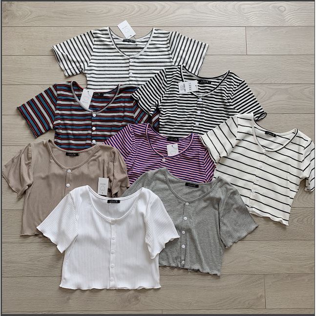 [Mã WASKT304 giảm 15% tối đa 30K đơn 99K] áo thun cúc ngực ngắn tay TKP96 1994closet