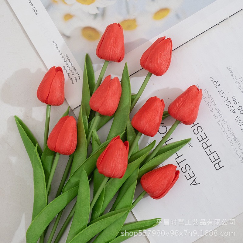 Cành Hoa Tulip Giả Chất Liệu Cao Su Non Cao Cấp Cành Dài 34cm Decor Trang Trí Nhà Cửa