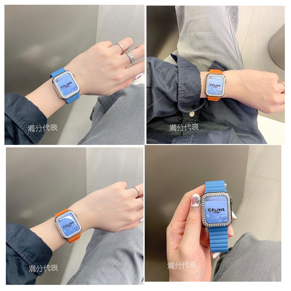 Set 12 Dây Đeo Bằng Da Cho Đồng Hồ Apple Watch Series 5 4 6 3 2 Se 42mm 38mm