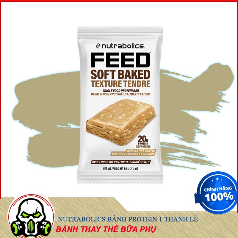 [ Sale ] Bánh Protein Thay Thế Bữa Phụ NUTRABOLICS FEED SOFT BAKED 60 Gram 1 Thanh Lẻ