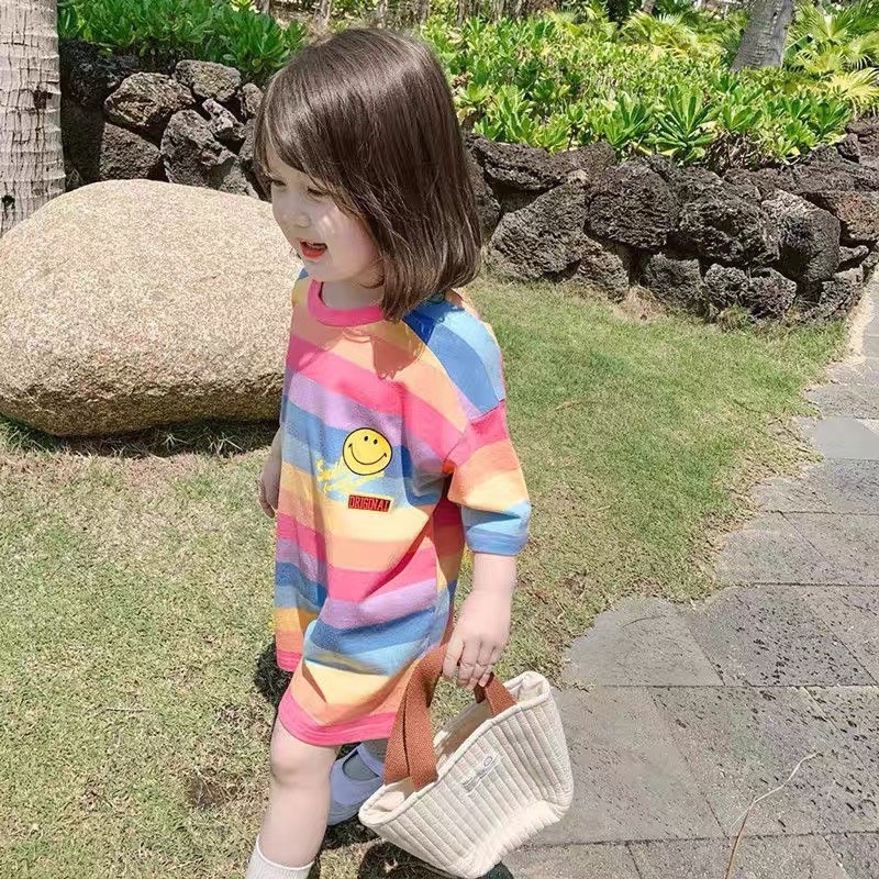 Xả Váy xuông thun lạnh cầu vồng cho bé gái