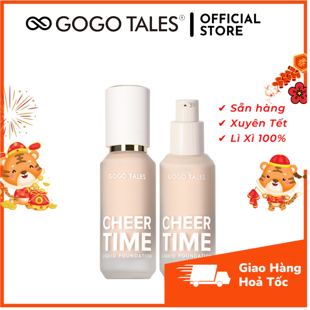 [ New 2022 ] Kem nền che khuyết điểm dạng lỏng GoGo Tales Cheer Time GT305 không dính khẩu trang màu tự nhiên