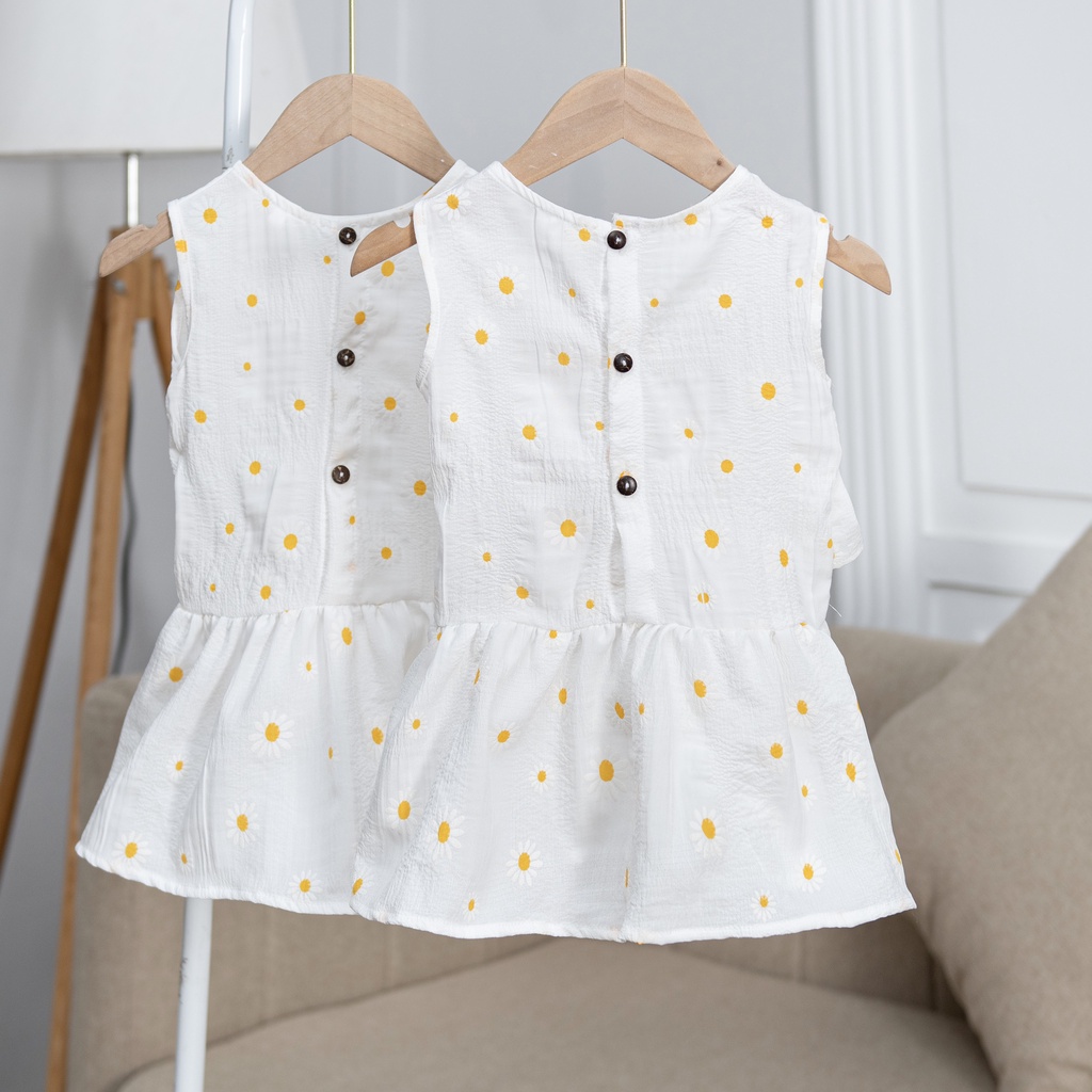 Váy sát nách xô hoa cúc trắng O.P Kids