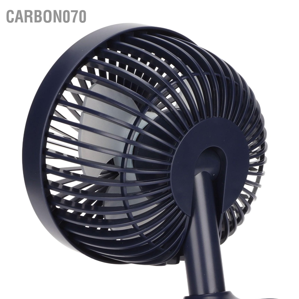 Carbon070 Kẹp để bàn USB trên quạt Màn hình kỹ thuật số thông minh 3 lưỡi Quạt kẹp nhỏ di động với đế chống trượt
