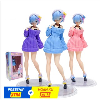 [ Có Hộp]Mô Hình Nhân Vật Rem Mặc Áo Sweater Trong Re: Life In A Different World From Zero 24cm