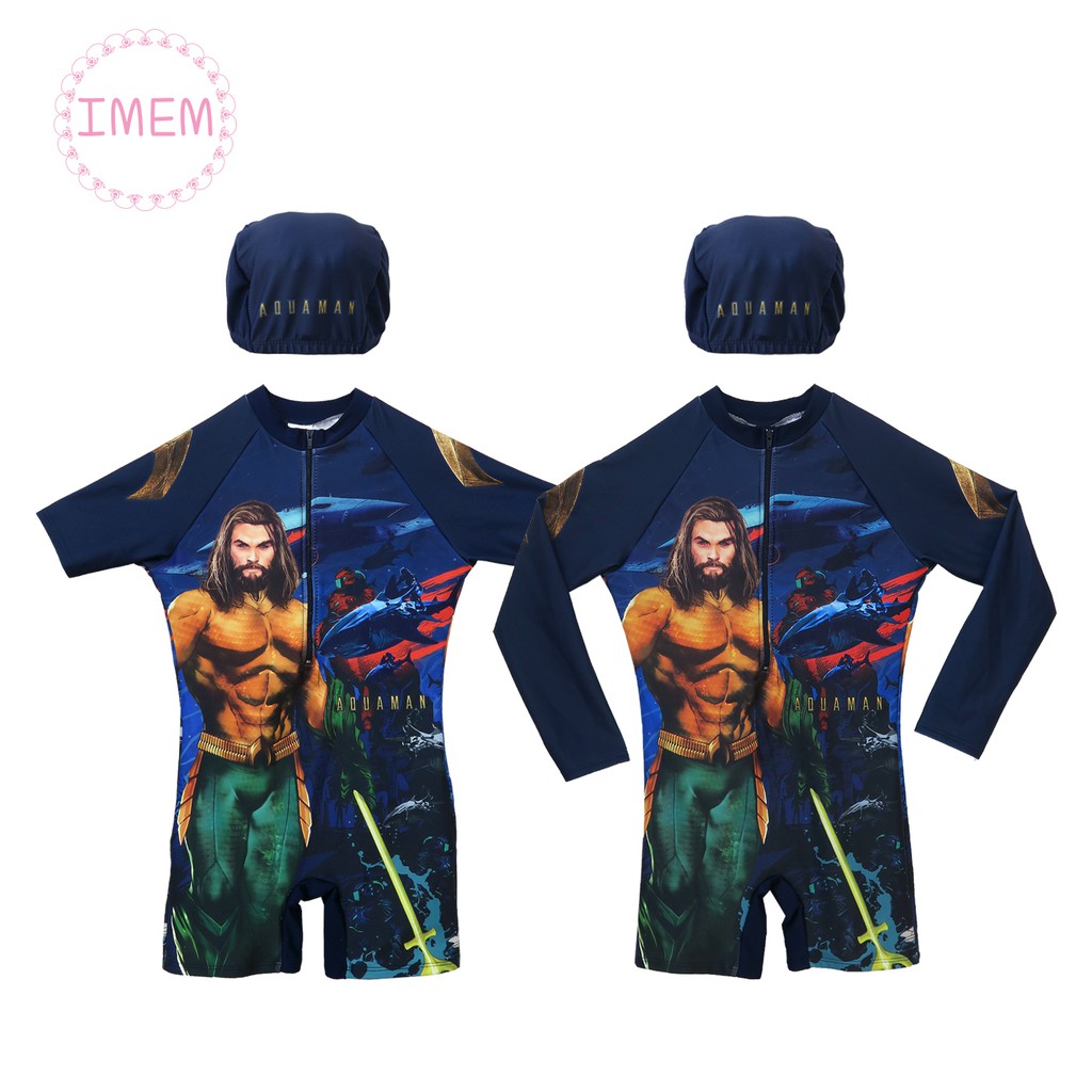 Bộ đồ bơi bé trai AQUAMAN được cấp phép chính hãng kèm mũ và túi. Đồ bơi trẻ em bé trai'