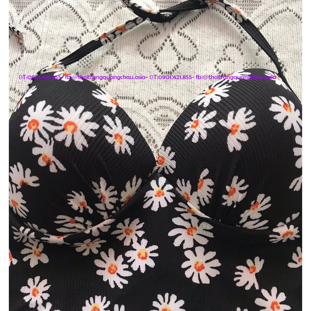(Hàng nhập) Set Bikini 1 Mảnh Hoa Cúc + Áo Khoác Trắng #8230