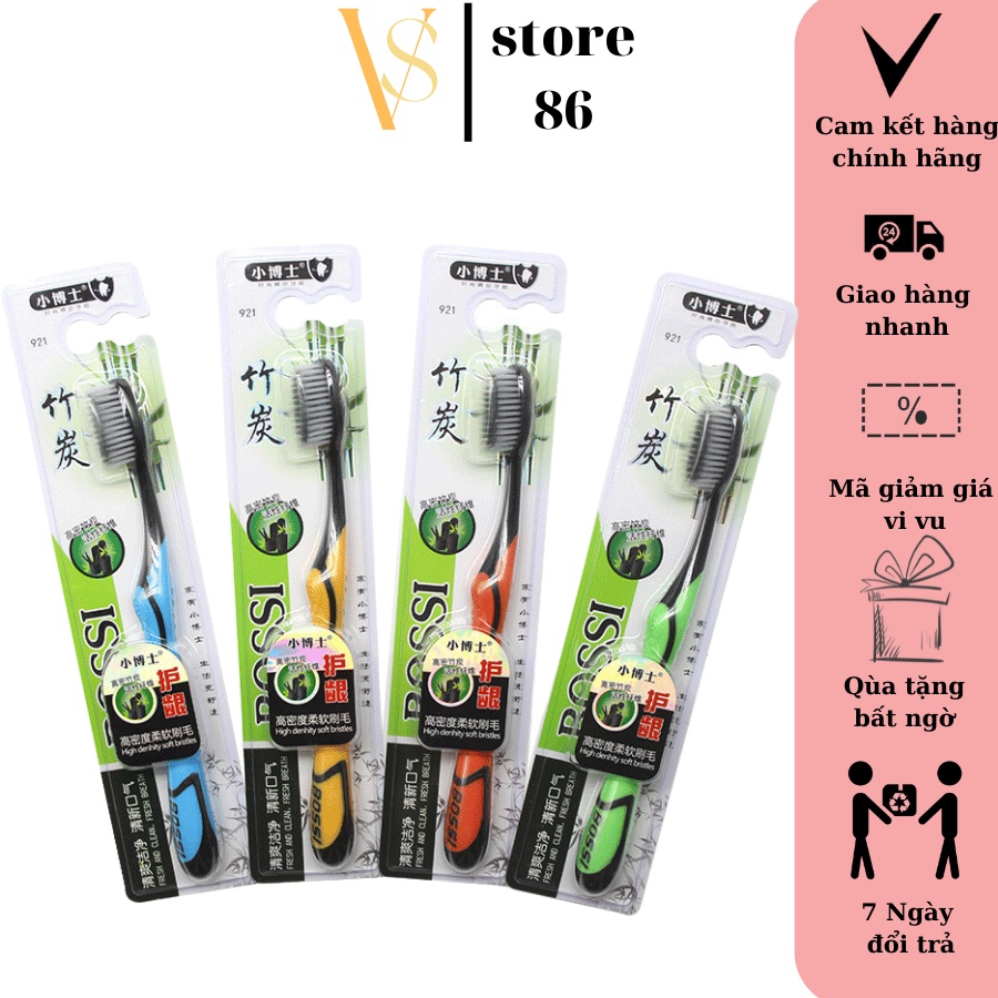 Bàn chải đánh răng than tre hoạt tính Hàn Quốc BOSSI 921 -Dụng cụ vệ sinh răng miệng đa năng VS STORE