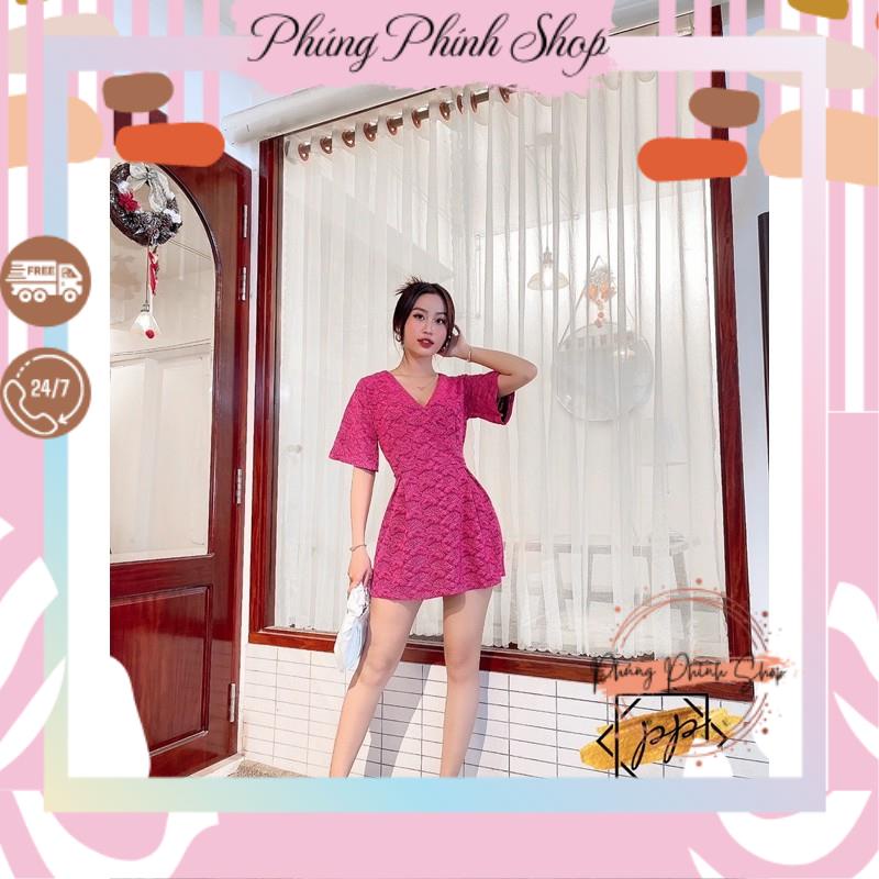 Jump suits thun gấm nữ đẹp ngắn hoa chìm giả váy 2020 | BigBuy360 - bigbuy360.vn